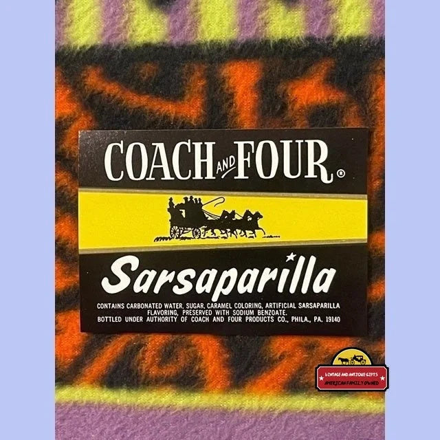 Antique Vintage Coach And Four Sarsaparilla Label Philadelphia Pa 1960s - Advertisements - Soda And Beverage