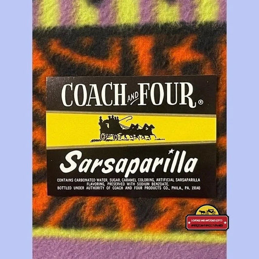 Antique Vintage 1960s Coach And Four Sarsaparilla Label Philadelphia PA Advertisements and Soda Labels Rare & Label:
