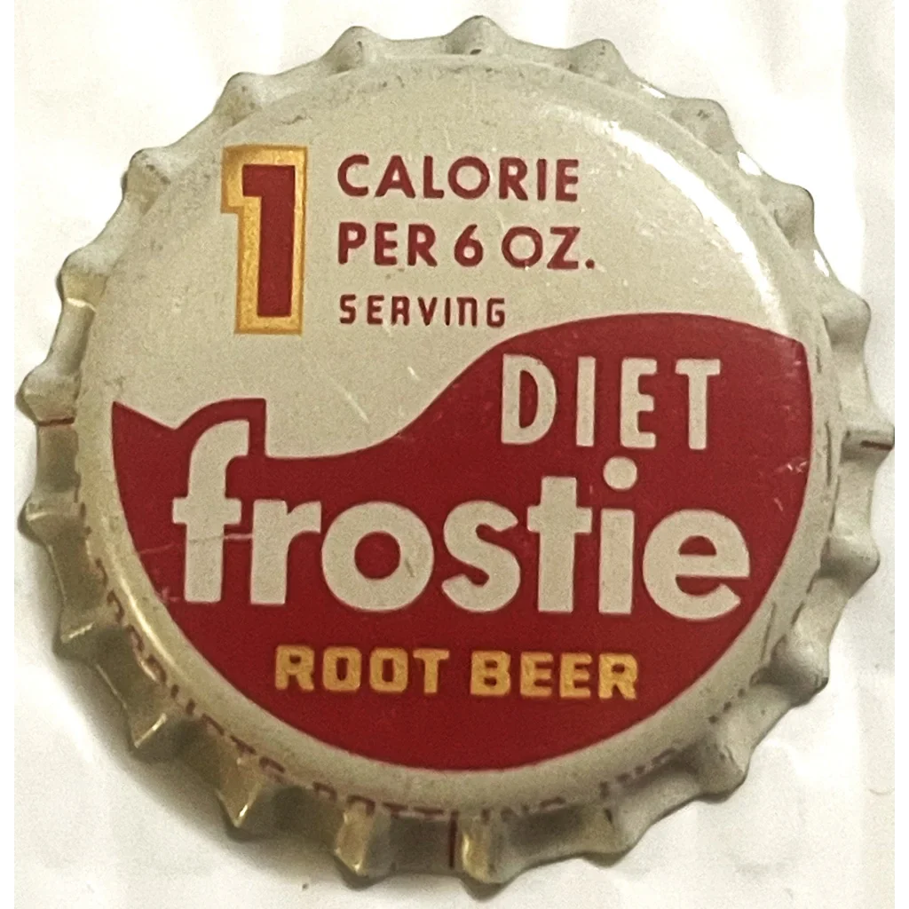 Rare 1960s Frostie Root Beer bottle cap promoting 1 calorie per 6 oz serving