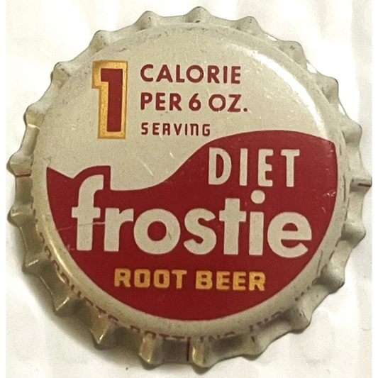 Antique Vintage 1960s Diet Frostie ⛄ Root Beer Cork Bottle Cap Worcester MA Collectibles Rare - Americana Collectible!