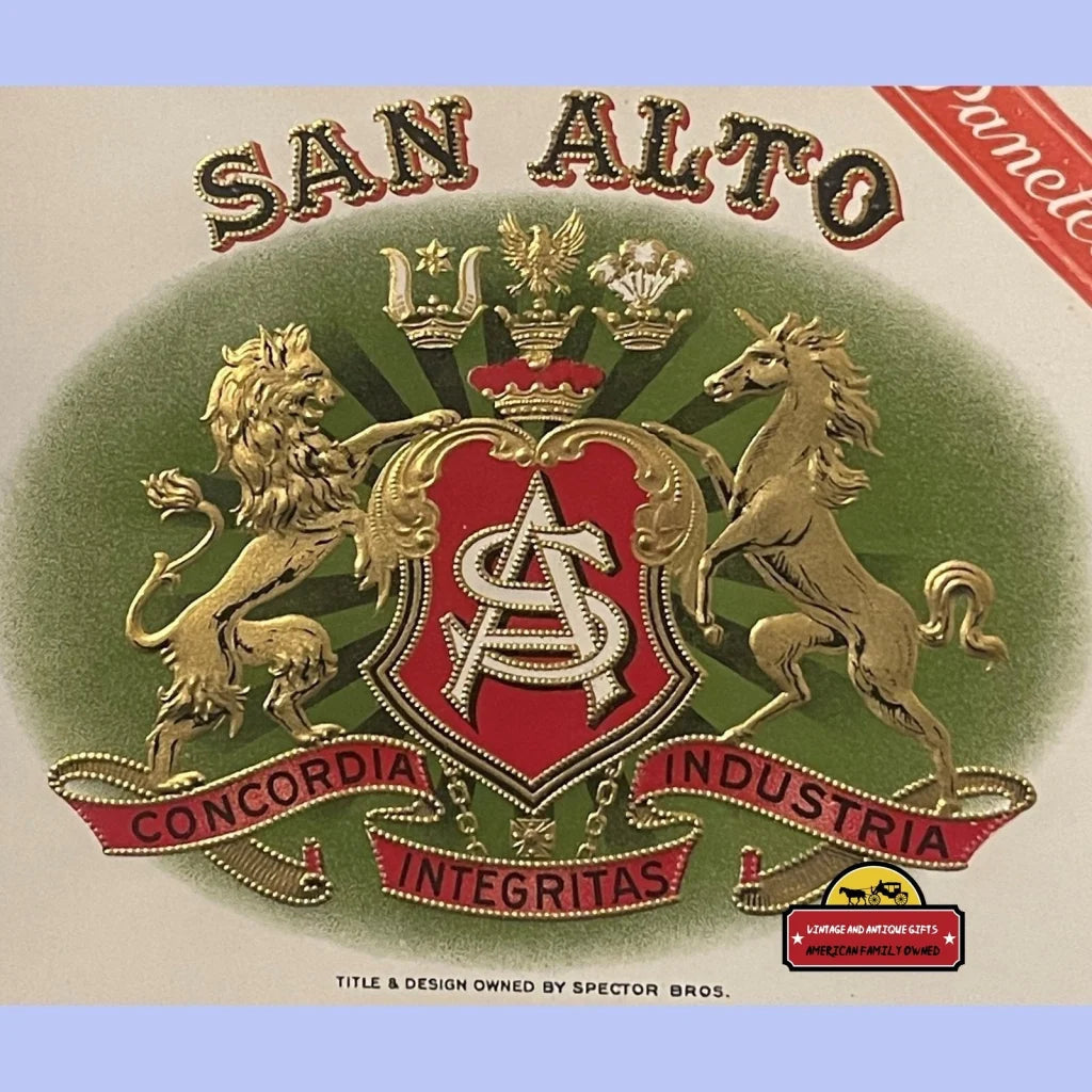 Antique Vintage San Alto Embossed Cigar Label 1900s - 1920s - Advertisements - Tobacco And Labels | Tobacciana |