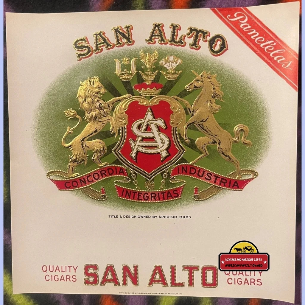 Antique Vintage San Alto Embossed Cigar Label 1900s - 1920s - Advertisements - Tobacco And Labels | Tobacciana |