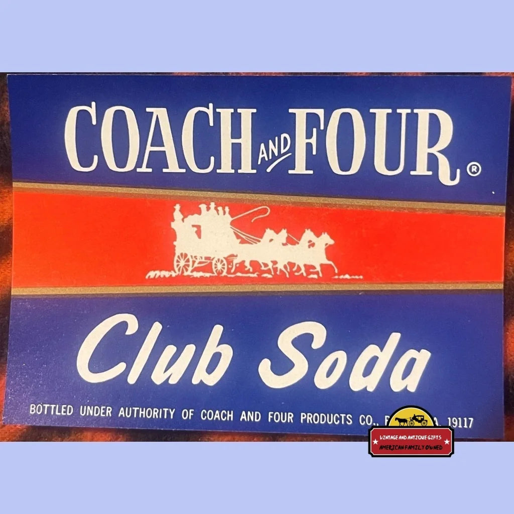Antique Vintage Coach And Four Club Soda Label Philadelphia Pa 1960s Advertisements and Labels Rare Label: & Vibrant