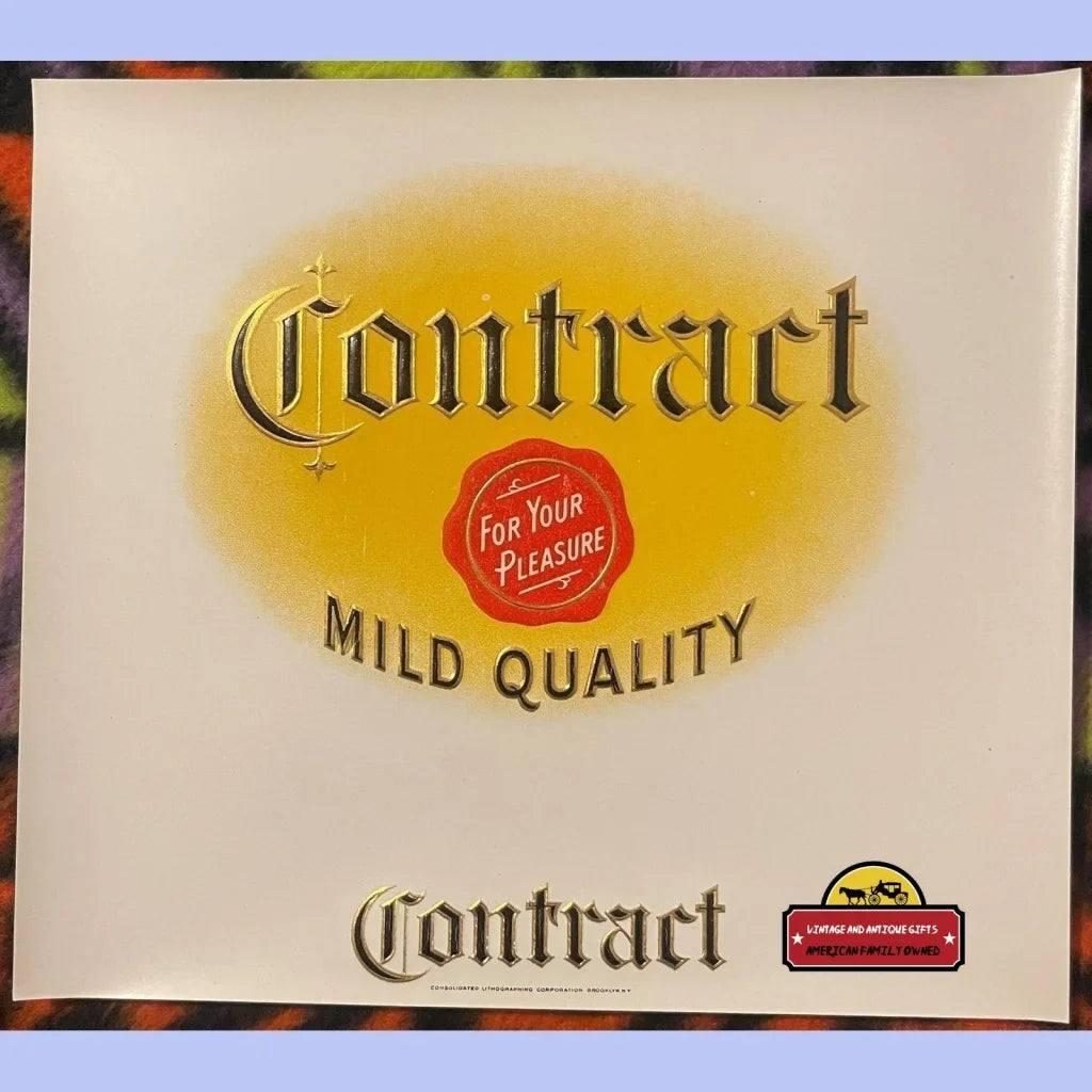 Antique vintage cigarette pack labeled Contract with Mild Quality and For Your Pleasure text