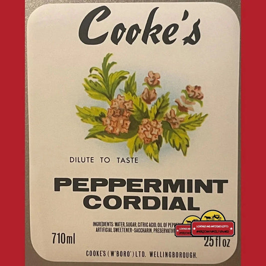 Antique Vintage Cooke’s Peppermint Cordial Label Wellingborough England 1940s Advertisements Rare
