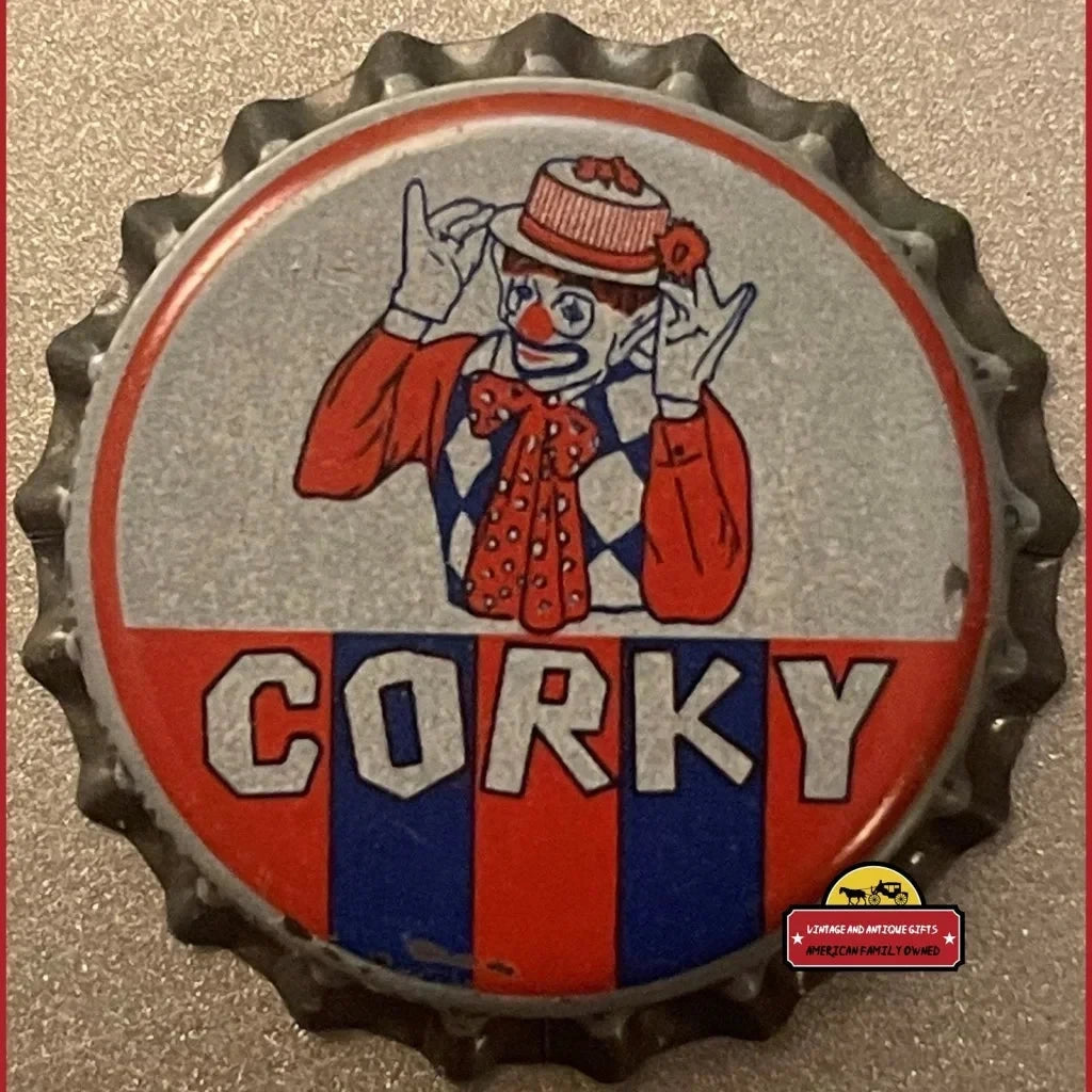 Antique Vintage Corky The Clown Cork Bottle Cap St Louis Mo 1950s Advertisements and Caps Rare Cap: St.