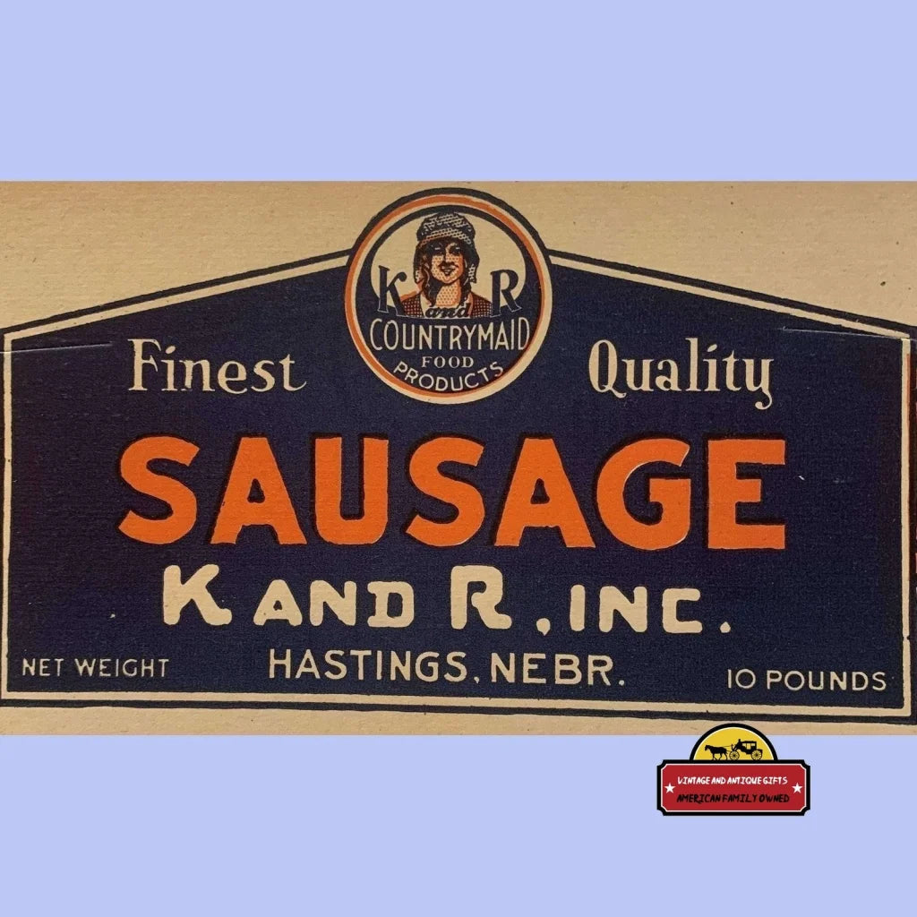 Antique Vintage k And r Countrymaid Sausage Sign - Store Display Hastings Ne 1920s - 1930s - Advertisements - Food