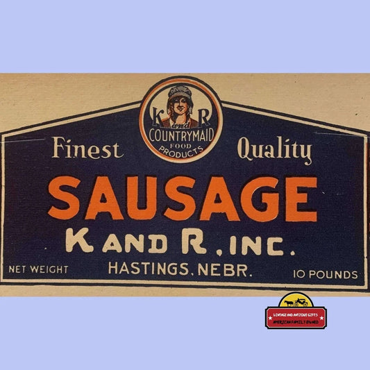 Antique Vintage k And r Countrymaid Sausage Sign - Store Display Hastings Ne 1920s - 1930s Advertisements and Gifts
