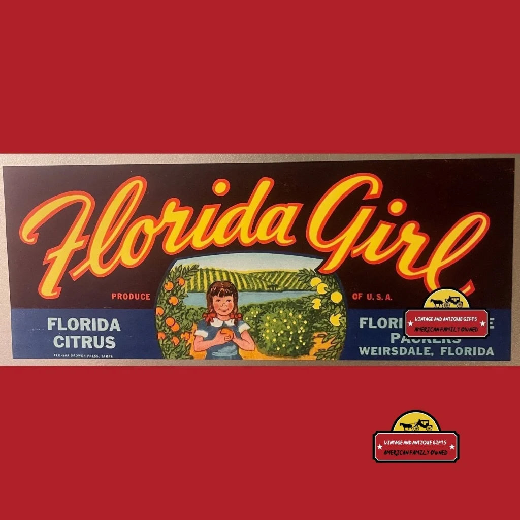 Antique Vintage Florida Girl Crate Label Weirsdale Fl 1930s - Advertisements - Labels. From Fl