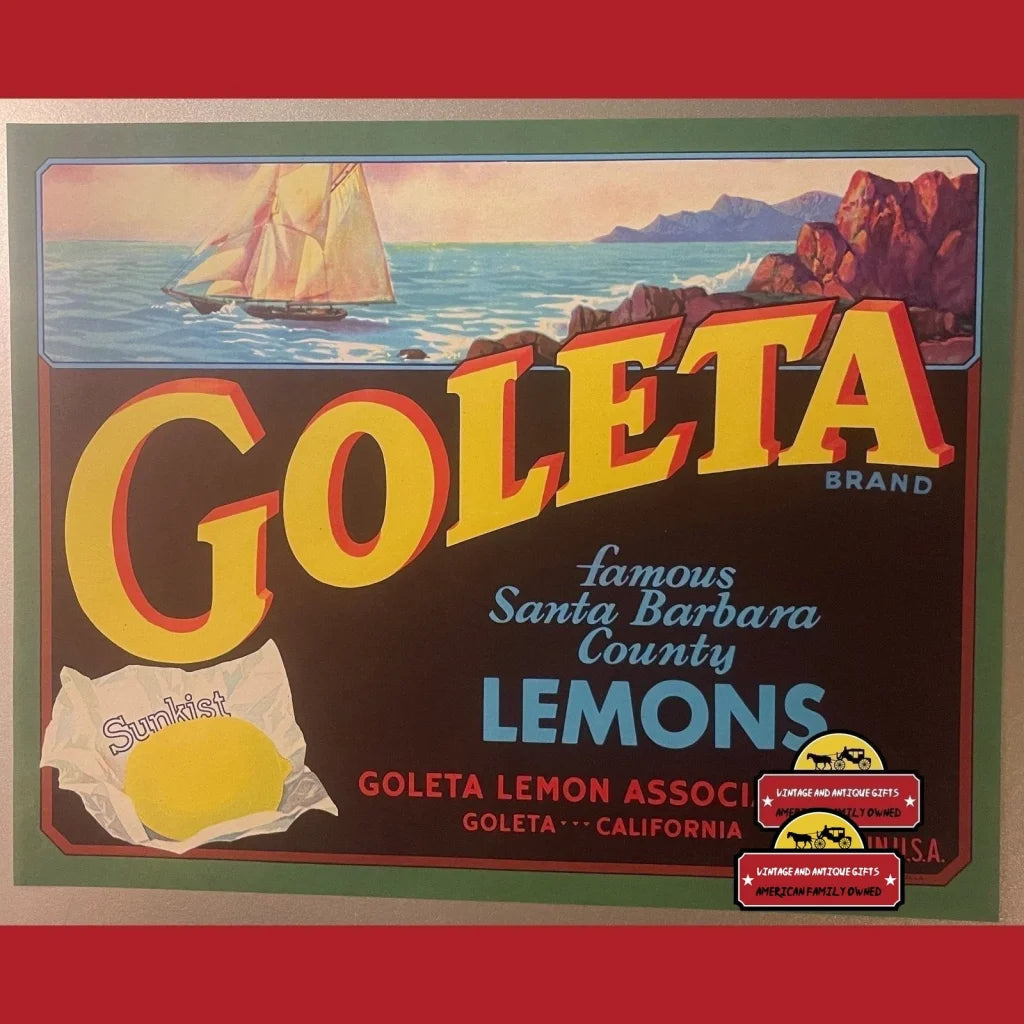 Antique Vintage Goleta Crate Label 1940s Ca Nautical Ship Decor! Advertisements Food and Home Misc. Memorabilia