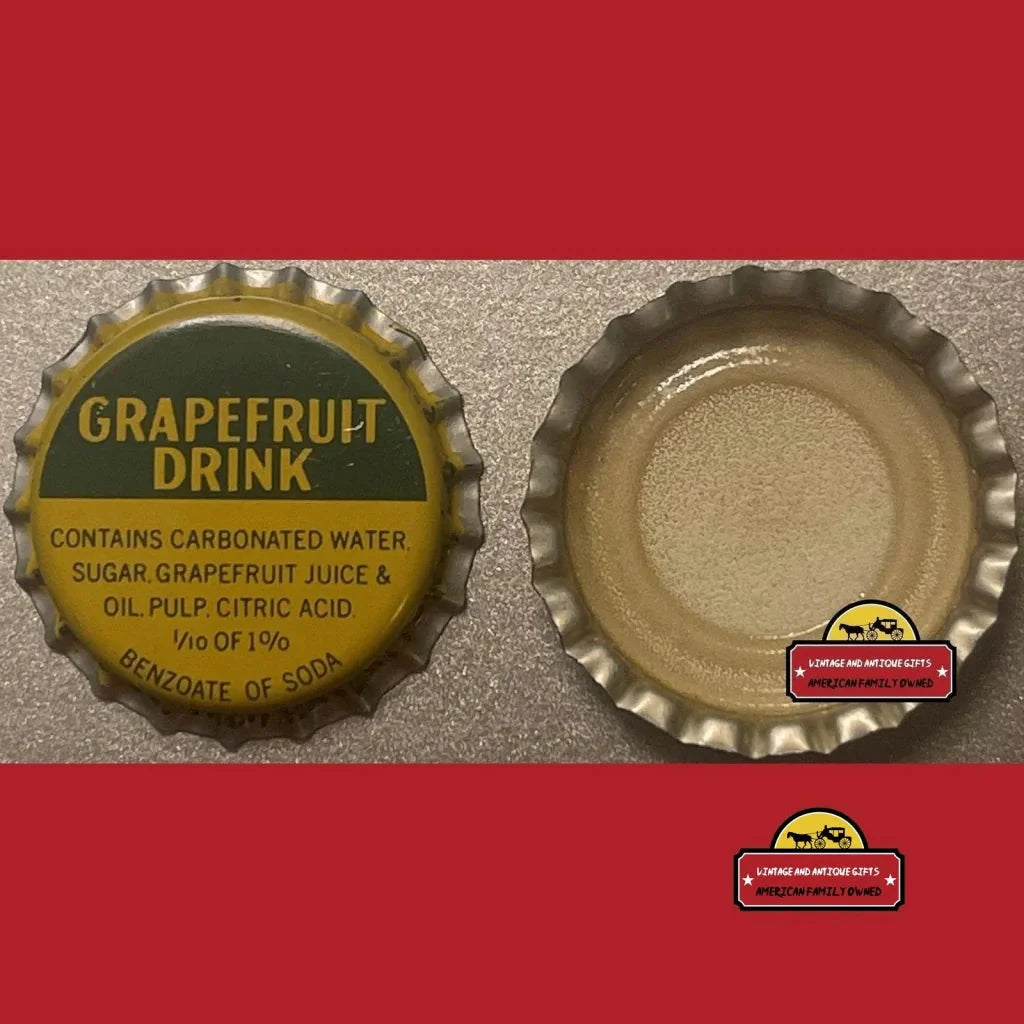 Bottle cap from an antique vintage grapefruit drink, showcasing top and bottom sides