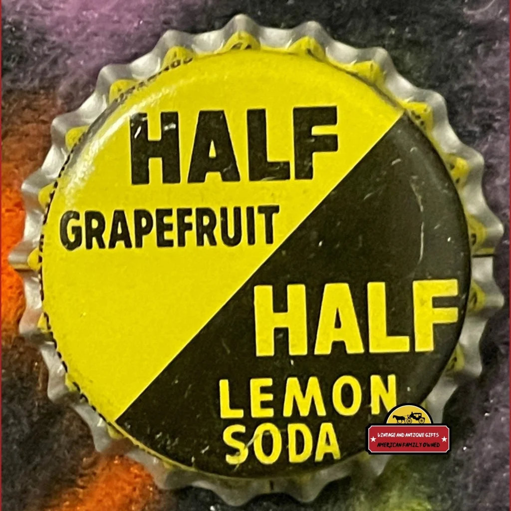 Antique Vintage Half Grapefruit Lemon Soda Cork Bottle Cap 1950s - Advertisements - And Beverage Memorabilia. Cap: &