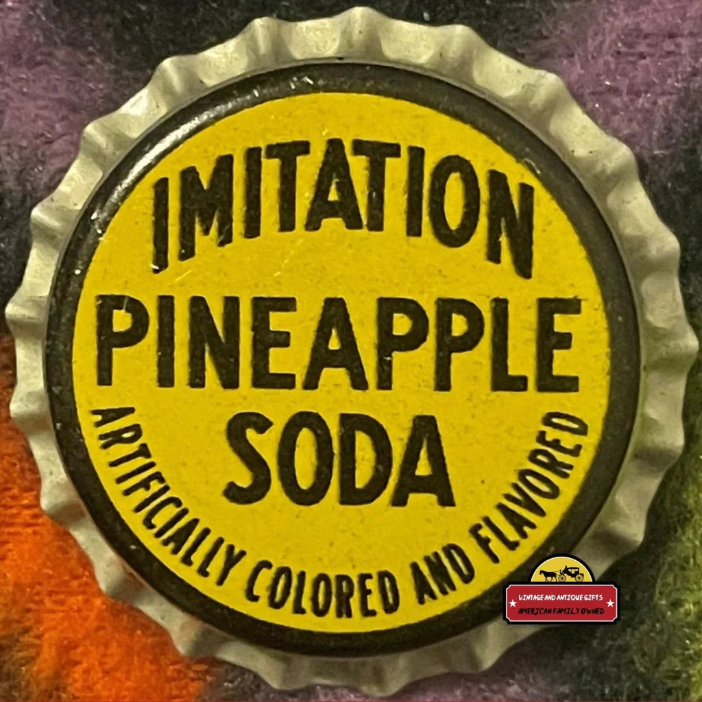 Bottle cap for Imitation Pineapple Soda with cool vintage design in metallic colors