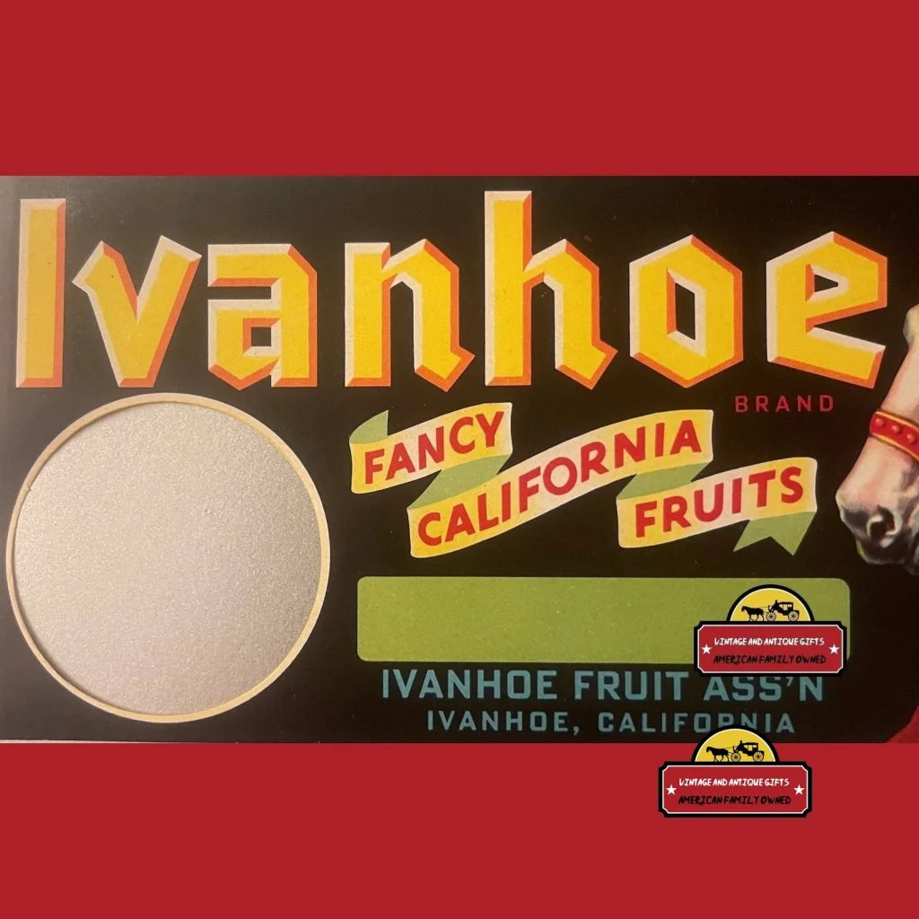 Antique Vintage Ivanhoe Fancy Fruits Crate Label Ca 1930s Knight In Shining Armor Advertisements Food and Home Misc.