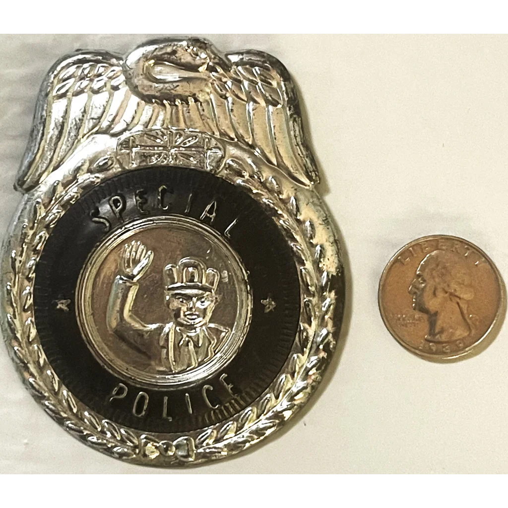 Antique Vintage Large 1950s 🚓 Tin Special Police Badge Nostalgic Memorabilia! Collectibles Unique Toys Authentic Badge: