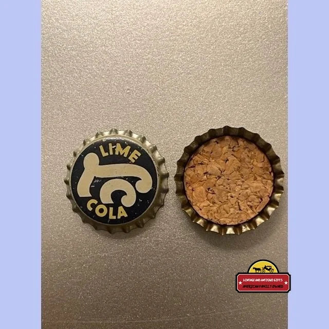 Antique Vintage Lime Cola Soda Cork Bottle Cap Montgomery Al 1940s Advertisements and Gifts Home page Rare - Authentic