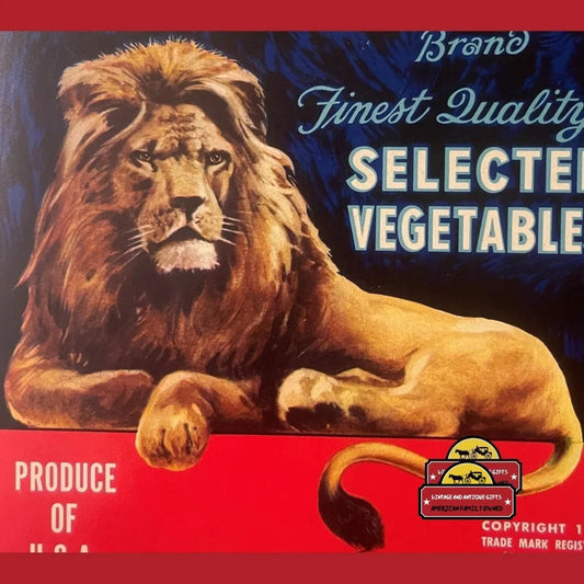 Antique Vintage Lion Crate Label 1930s Watsonville Ca King Of The Jungle! Advertisements Rare - Display Timeless Beauty!
