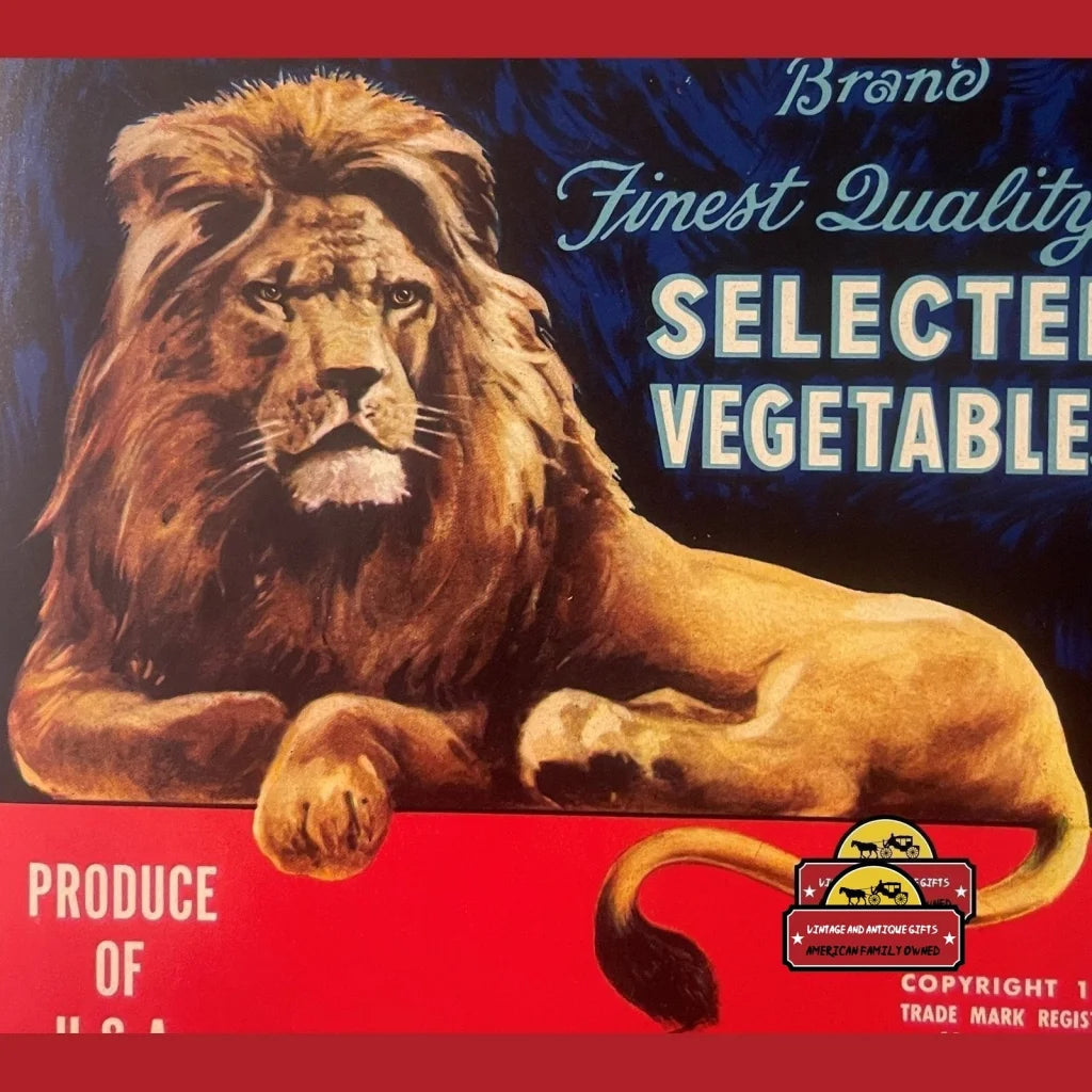 Antique Vintage Lion Crate Label 1930s Watsonville Ca King Of The Jungle! Advertisements Food and Home Misc.