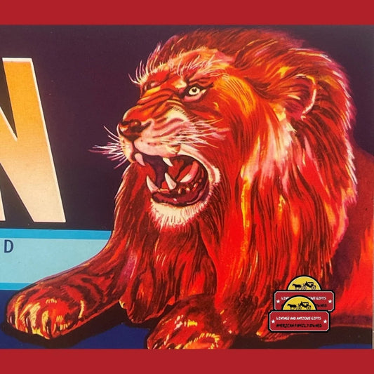 Antique Vintage Red Lion Crate Label Exeter Ca 1950s Advertisements and Gifts Home page Authentic Label: