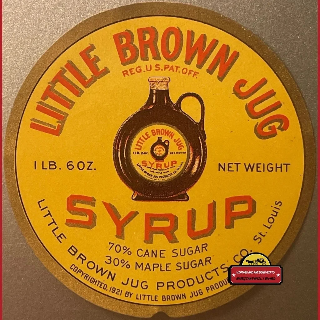 Antique Vintage 1920s Little Brown Jug Syrup Label St. Louis Mo Advertisements Food and Home Misc. Memorabilia Rare