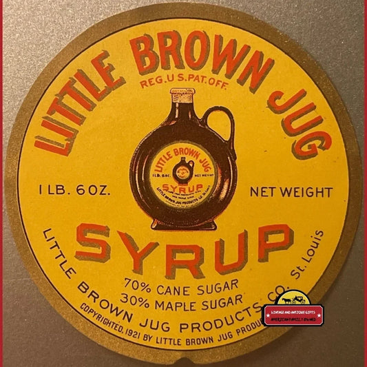 Antique Vintage 1920s Little Brown Jug Syrup Label St. Louis Mo Advertisements and Gifts Home page Rare Label: