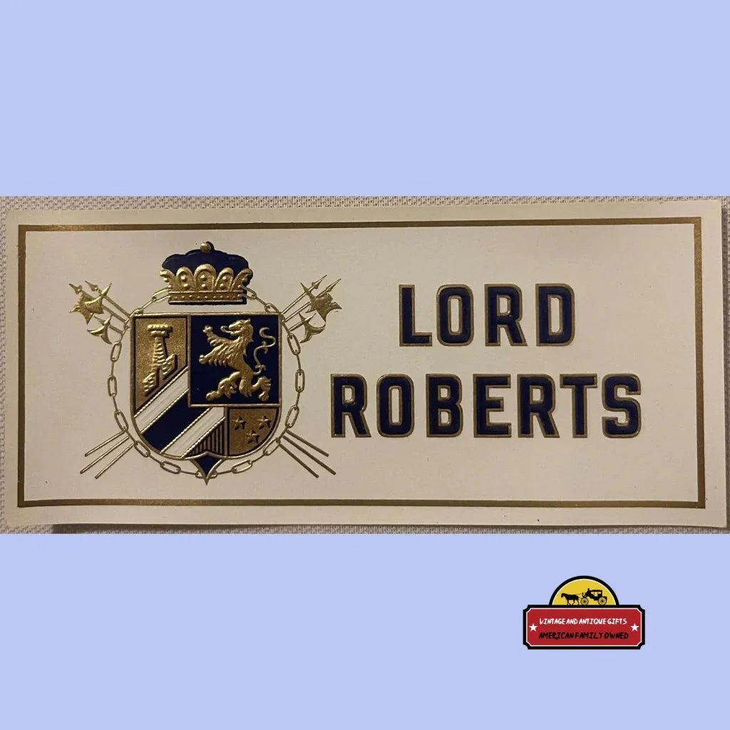 Decorative Lord Roberts sign with coat of arms on an antique vintage cigar label