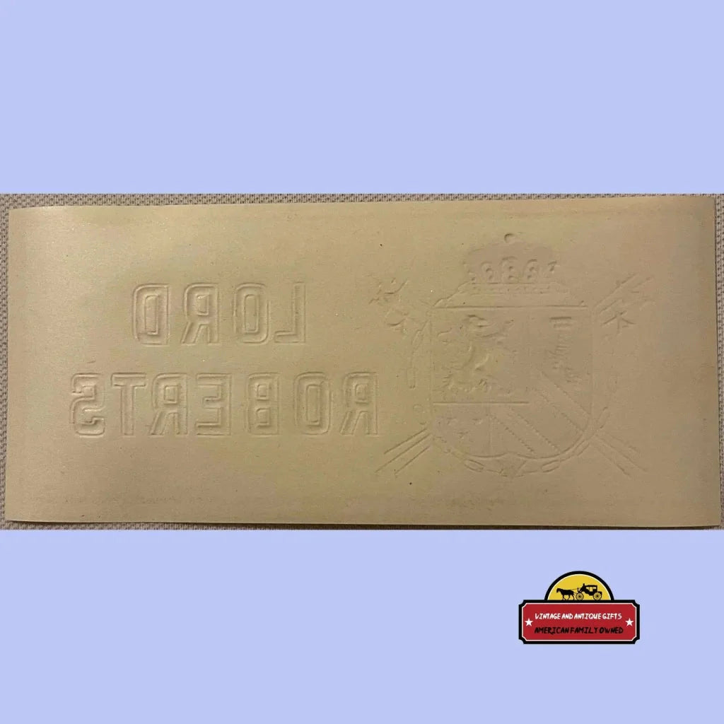 Gold bar with embossed design from Rare Embossed Lord Roberts Antique Vintage Cigar Label