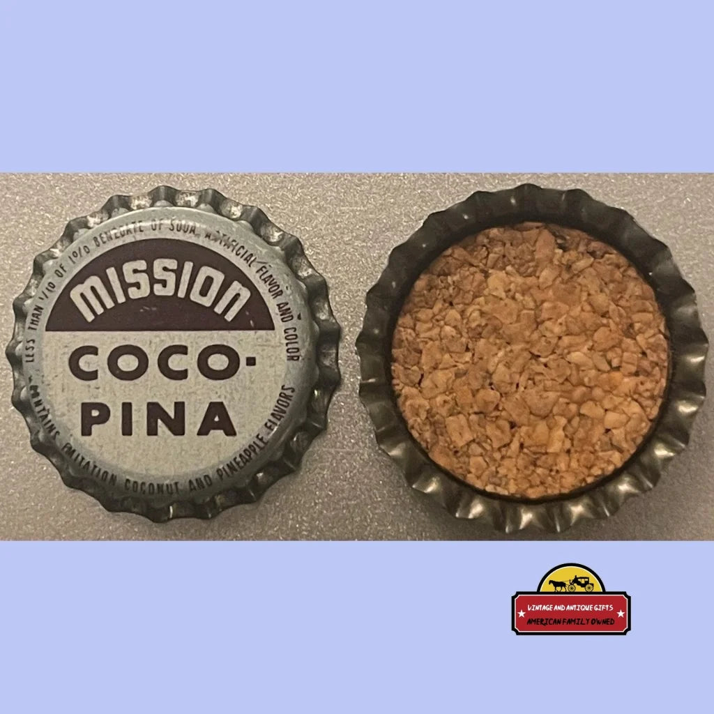 Antique Vintage Mission Coco-pina Soda Cork Bottle Cap 1950s Advertisements and Gifts Home page Rare Coco-Pina