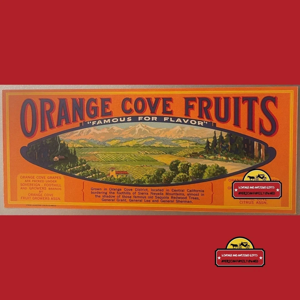 Antique Vintage Orange Cove Fruit Crate Label California 1920s Advertisements Food and Home Misc. Memorabilia Step into