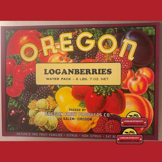Antique Vintage Oregon Loganberries Crate Label Salem Or 1950s Advertisements and Gifts Home page Rare Label: