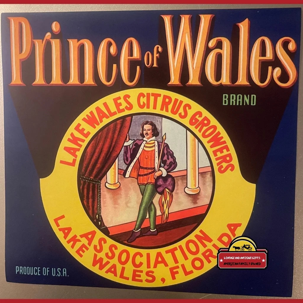 Antique Vintage Prince Of Wales Crate Label Lake Fl 1950s Advertisements and Gifts Home page Rare of - Exquisite