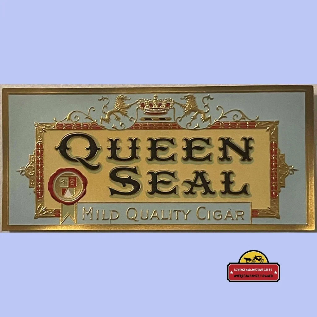 Antique Vintage Queen Seal Embossed Cigar Label 1900s - 1920s Advertisements Rare - Capture the Roaring 20s!