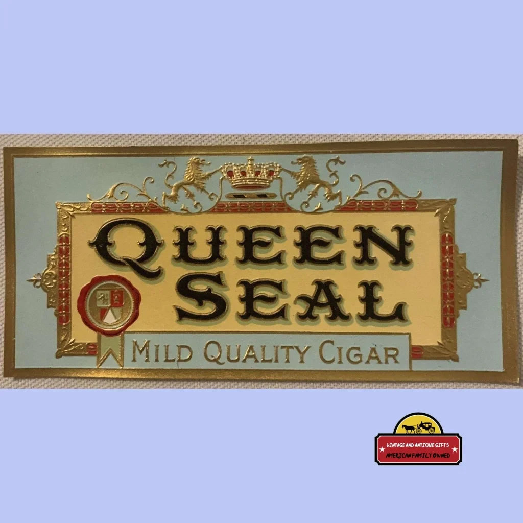 Antique Vintage Queen Seal Embossed Cigar Label 1900s - 1920s Advertisements Rare - Capture the Roaring 20s!