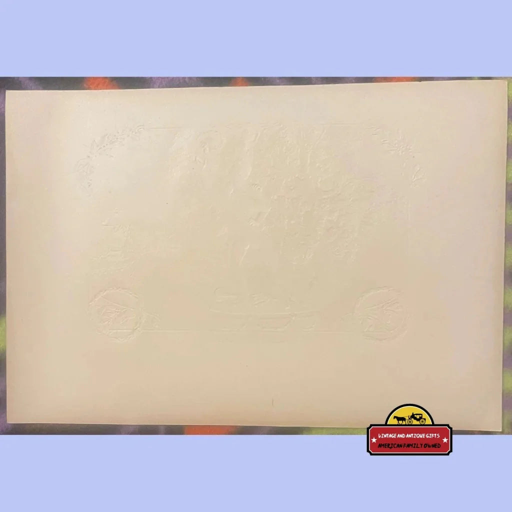 Blank beige cork board featuring an embossed antique cigar label in the corner