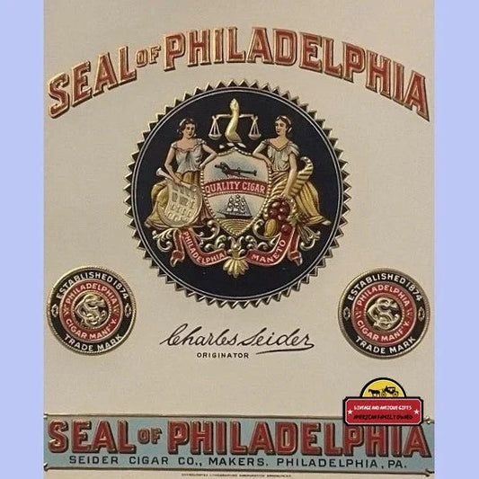 Antique Vintage Seal Of Philadelphia Embossed Cigar Label Pa 1900s - 1920s Advertisements Rare of - Genuine