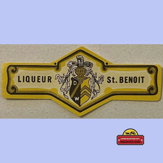 Antique Vintage St Benoit Liqueur Neck Label Yellow 1920s - 1930s Advertisements Rare Label: