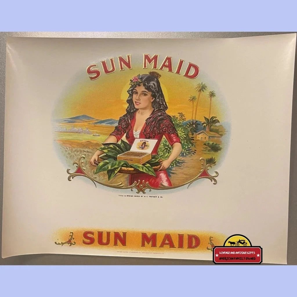 Antique Vintage Sun Maid Embossed Cigar Label Red Lion Pa 1900s - 1920s Advertisements Tobacco and Labels | Tobacciana