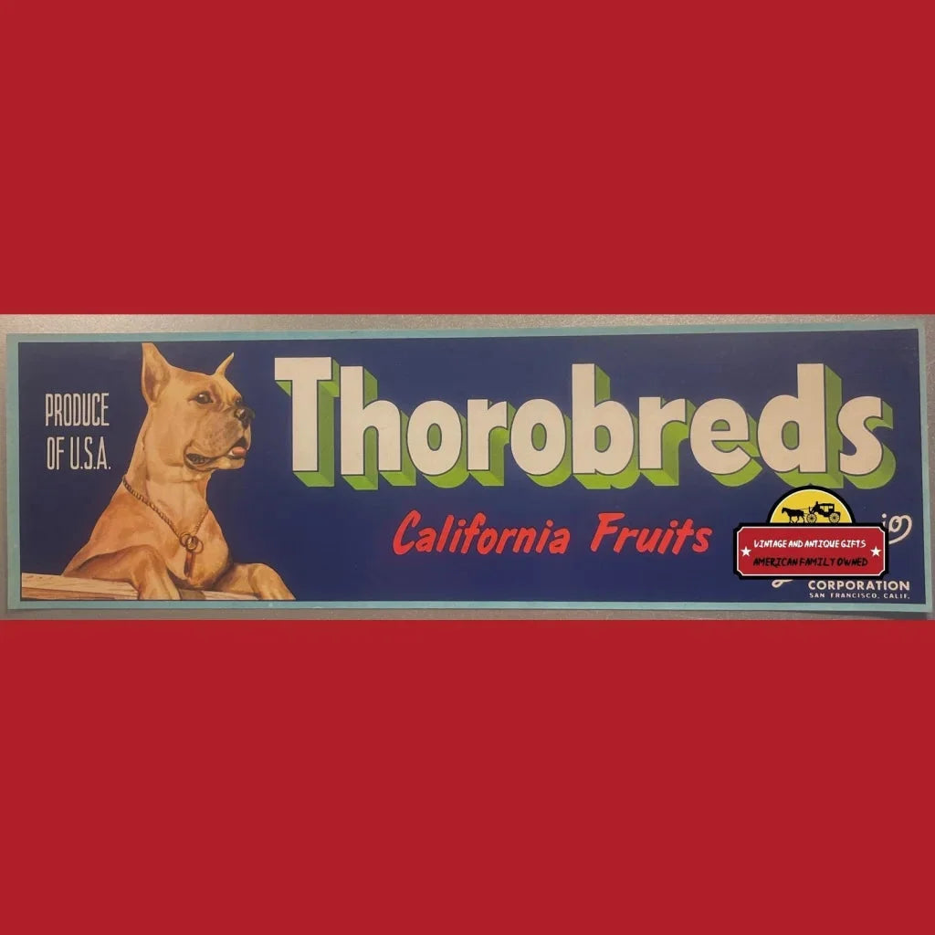 Antique Vintage Thorobred Crate Label 1930s San Francisco Ca Advertisements Food and Home Misc. Memorabilia Discover