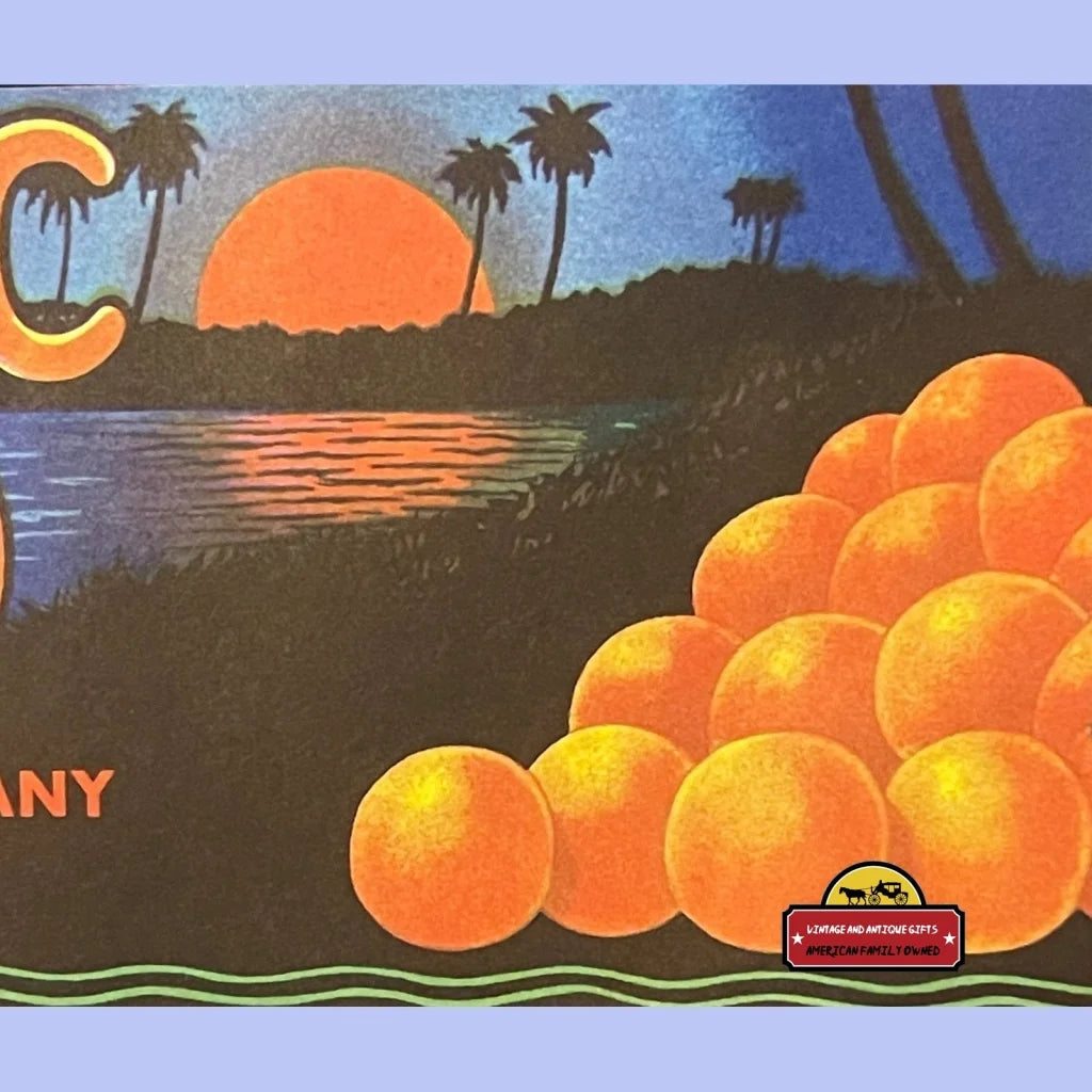 Antique Vintage 🌞 Tropic Gold Crate Label Seville Fl 1930s Tropical Decor 🦩 Advertisements Food and Home Misc.