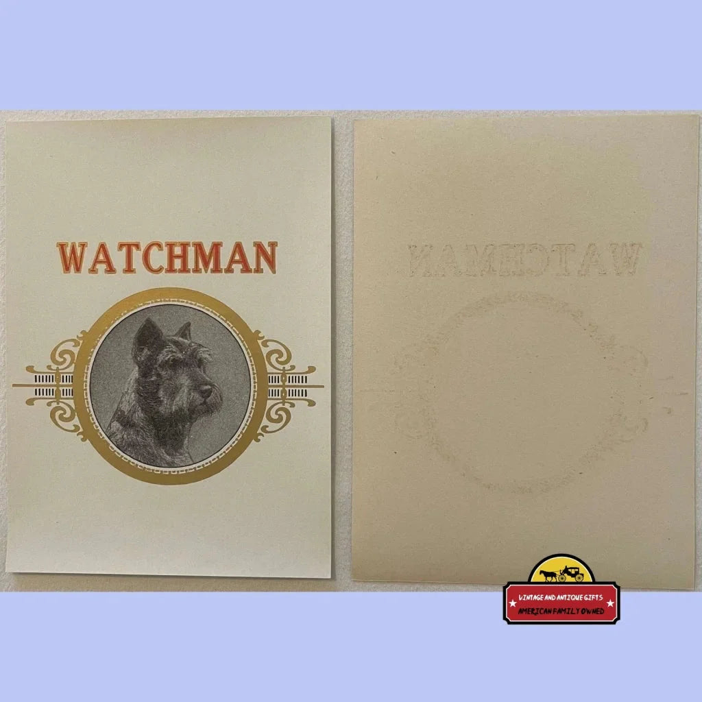 Antique Watchman Cigar Label Schnauzer Milwaukee Wi 1900s - 1920s Vintage Advertisements Rare Label: