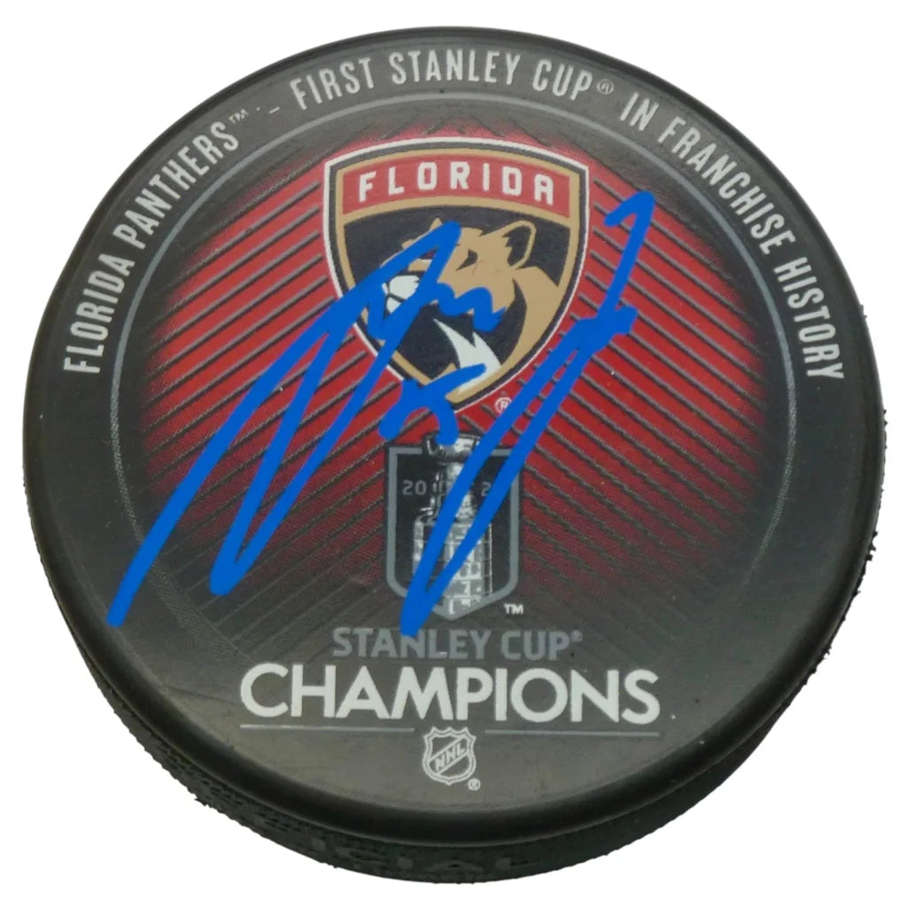 Anton Lundell autographed Florida Panthers Stanley Cup champions puck