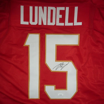 Anton Lundell autographed Florida red custom hockey jersey #15