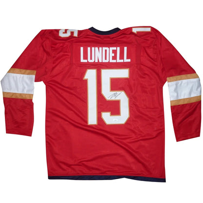 Anton Lundell autographed red custom hockey jersey #15
