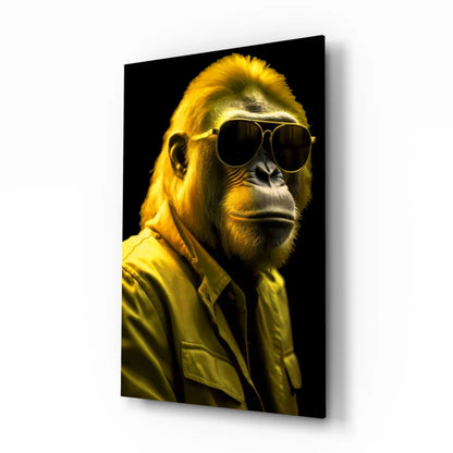 Funky Yellow Gorilla Glass Wall Art Canvas Print | Insigneart USA | vintageantiquesgifts.com