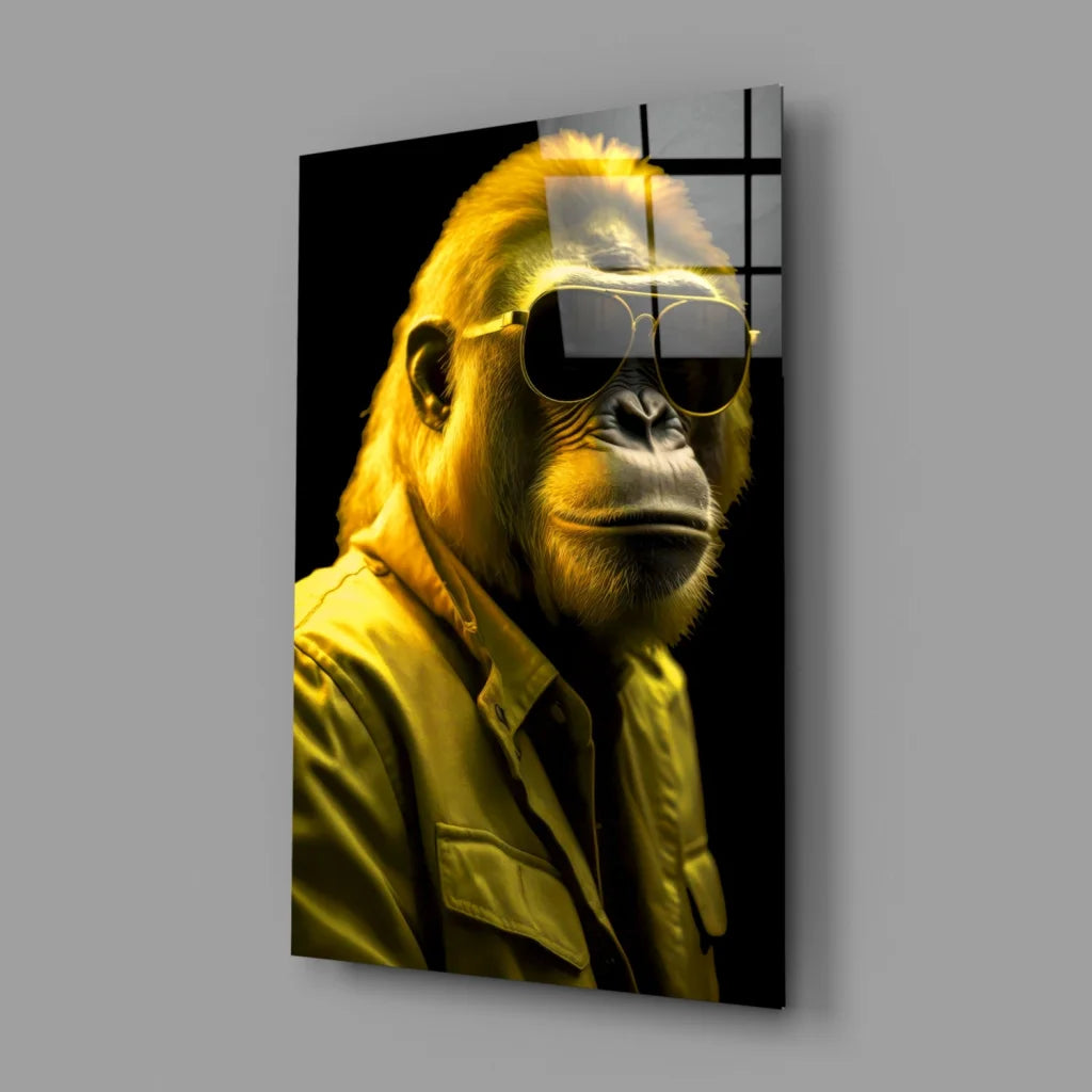 Funky Yellow Gorilla Glass Wall Art Canvas Print | Glass Wall Art Print | vintageantiquesgifts.com