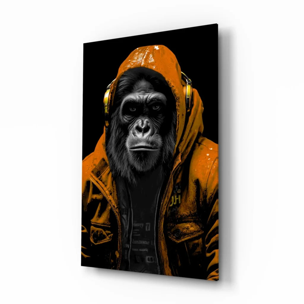 Gorilla with Gold Headphones Canvas Wall Art | Insigneart USA | vintageantiquesgifts.com