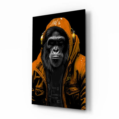 Gorilla with Gold Headphones Canvas Wall Art | Insigneart USA | vintageantiquesgifts.com