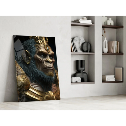Majestic golden ape king in glass wall art canvas print