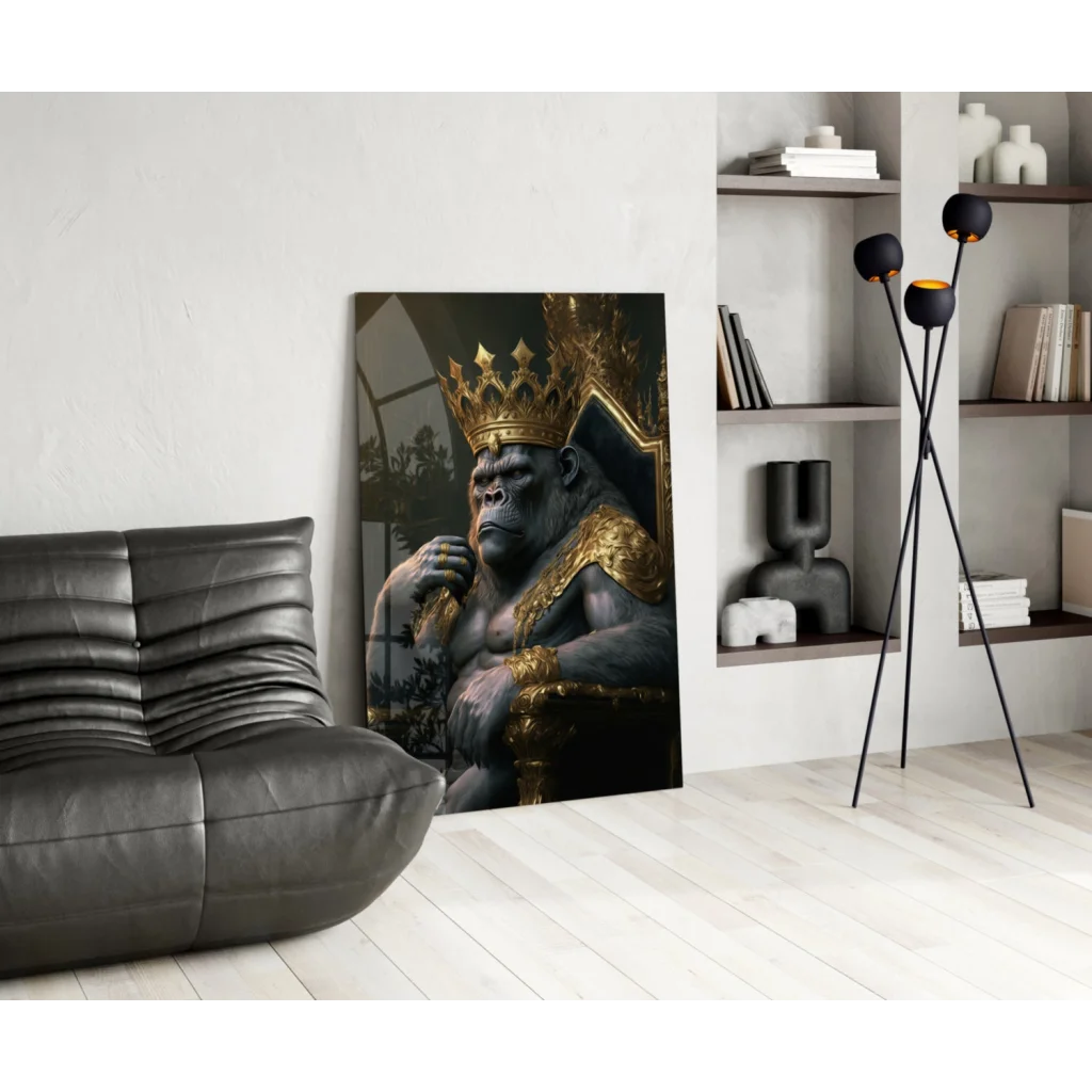 Majestic Gorilla King glass wall art canvas print