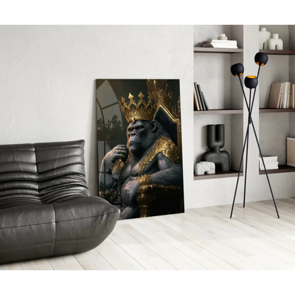 Majestic Gorilla King glass wall art canvas print